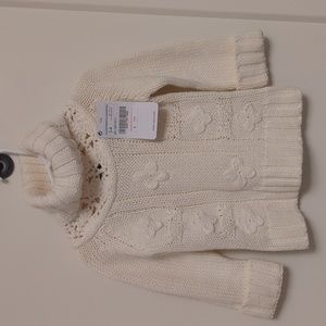 NWT Za Girls white knit turtleneck sweater Sz 3-4 yrs